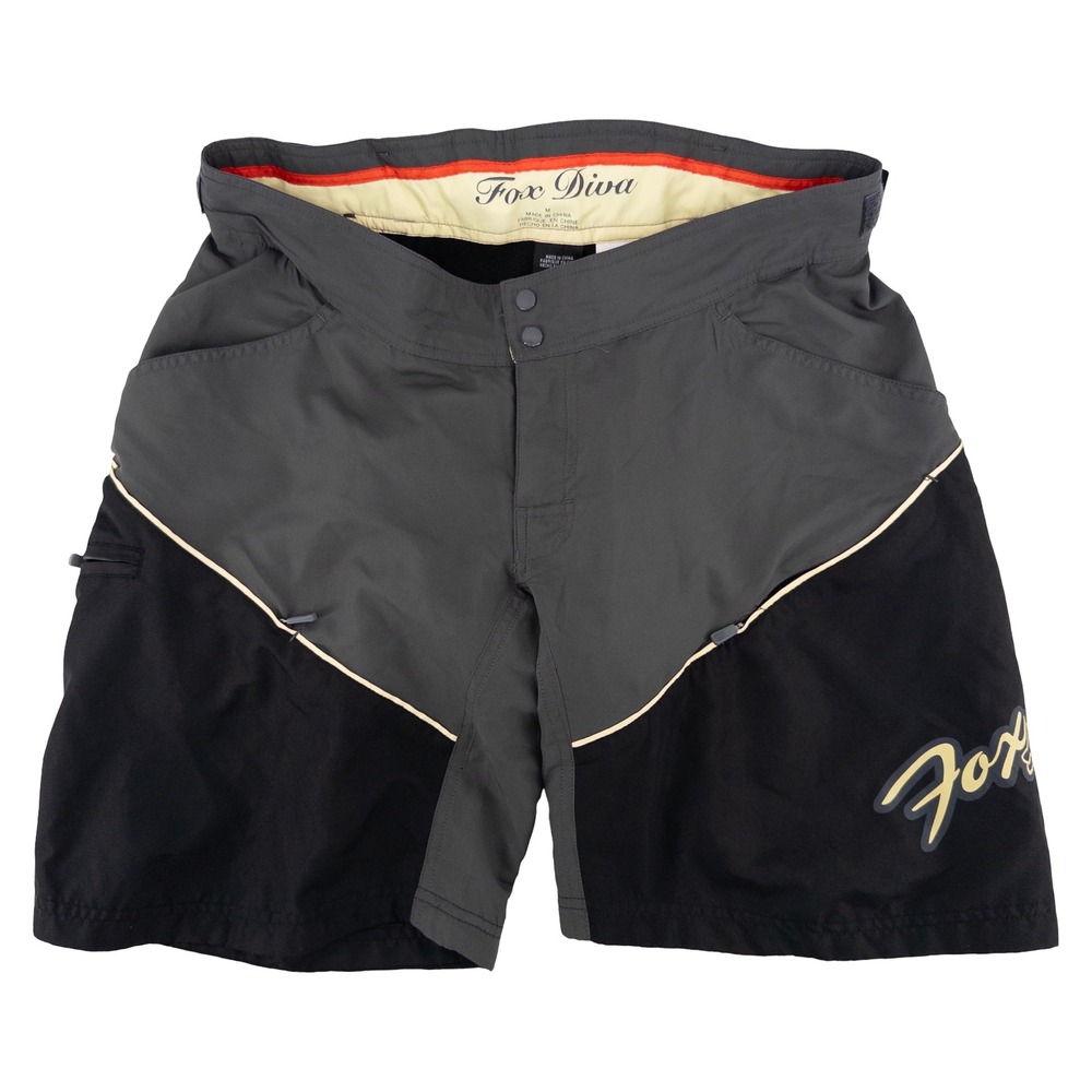 Fox Racing Diva Womens Medium Cycling Shorts Gray Black Padded Liner MTB Trail